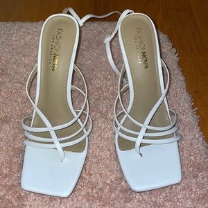 White fashion nova heels